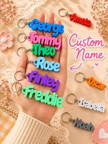 1pc Personalized Name Keychain, Multiple Colors, Customized Text Letter Key Ring, Suitable For Backpack, Luggage, Bag, Couple Graduation Gift - Multicolor - View 4