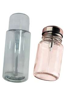 Transparent Pump Dispenser Bottle, Cylindrical Glass Nail Polish Remover Bottle With Flip Cap, Refillable, Press-Type Cap, Suitable For Nail Polish Remover, Makeup Remover And Alcohol-Based Products Pump Dispenser Bottle - Multicolor - View 5