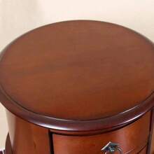 Solid Wood Round Side Table, Vintage Decorative End Table, Multi-Functional Small Round Coffee Table, Balcony Living Room Plant Stand, Home Decor Side Table, In Stock - Maroon - View 5