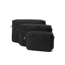 Premium Nylon Waterproof Makeup Bag For Women, Large Capacity Portable Travel Toiletry Storage Pouch, Versatile Black - Black - View 3