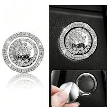 1pc Rhinestone Car One-Touch Start Button Protector/Clover Full Rhinestone Ignition Ring Button Decorative Sticker/Universal Sticker - Rhinestone Shamrock Sticker - View 6