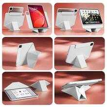 Dynamic Folio 磁吸支架保護殼，適用 iPad Pro 13/11 2025 M5 A3362 A3359、2023/2022/2024 M4，適用 iPad Air 13/11 2026 (M4)，適用 iPad A17 11代/10代、Mini A17 6 2024/2022、M2 Pro 12.9 4代/5代/6代，超薄設計，20+種觀看角度，自動喚醒/睡眠 - 灰色 - 查看 10