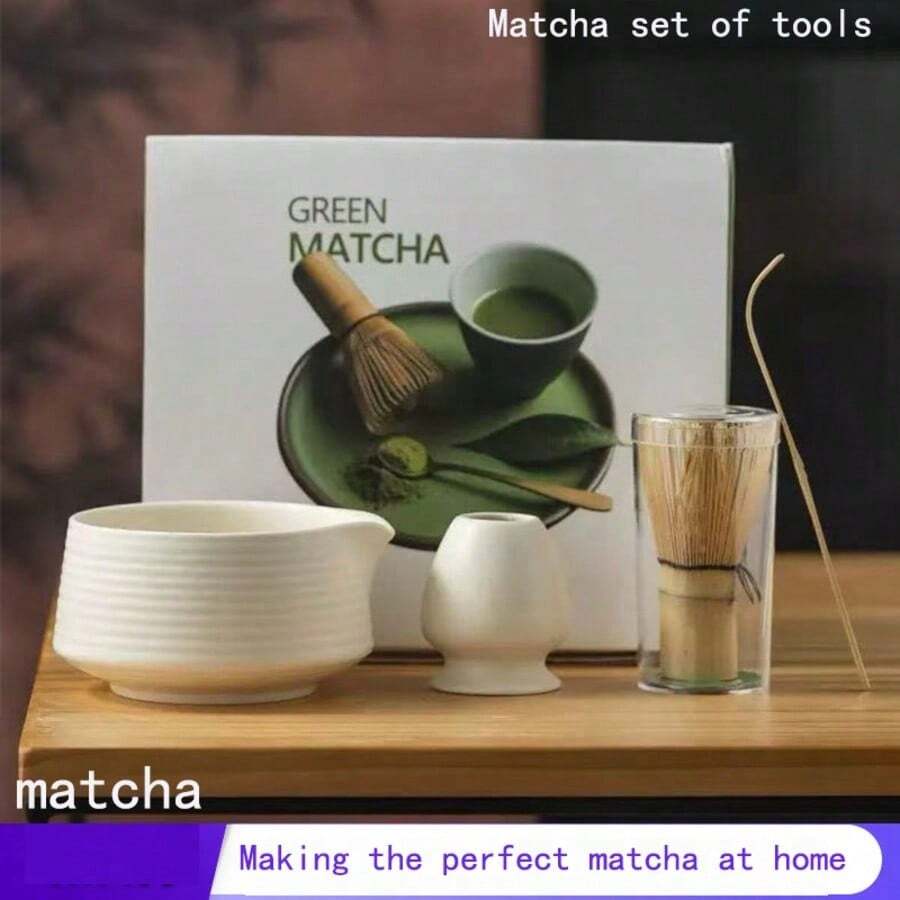 1/4/6pcs Matcha Whisk Set, Includes Matcha Whisk, Matcha Bowl, Sifter, Base And Spoon, Complete Tool Set For Making Matcha Latte, Ideal Gift For Matcha Lovers, 4 Colors Available, Japanese Tea Set - Multicolor - View 1