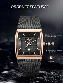 Foxbox LIGE Men's Fashion Luxury High-End Brand Watch, Stainless Steel Band Quartz Watch, Waterproof, Daily Wear, Luminous Dial, Men's Watch - Silver - View 8