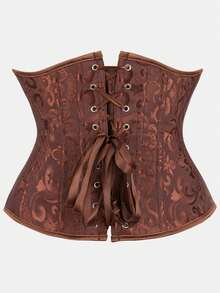 Court Style Jacquard Waist Cincher With Front Buckle And Back Lace-Up, Fishbone Corset For Daily Wear, Party And Halloween Outfit - Multicolor - View 32