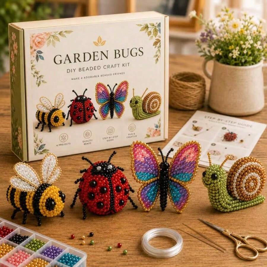 4pcs Animal Beaded DIY Mini 3D Beading Set, Animal DIY Kit, Suitable For Beginners And Craft Enthusiasts, Includes Instruction Manual - A - View 1