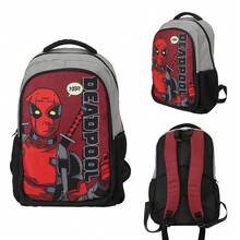 Mesuca 1pc Marvel Deadpool Print Pattern Gray & Red Waterproof Fabric Backpack With Multiple Pockets And Adjustable Shoulder Straps, Suitable For Outdoor Travel And Daily Carry - View 9