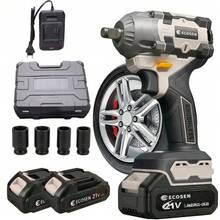 Chave de Impacto Elétrica Sem Escova 400N.M Alta Potência 2 Baterias 21V 1500mAh, Kit Completo com Soquetes Temperados e Maleta Plástica - Entrada do Brasil (220V) - Visão 6