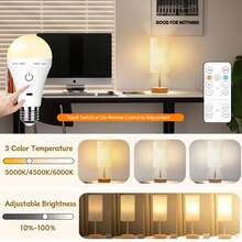 2pcs Smart Remote Control LED Bulbs, Large Capacity Battery, Long Lasting, With Remote Control, Rechargeable LED Bulbs, Detachable, Ambient Light, Table Lamp, Wall Lamp, Ice Hockey Light, Emergency Light, 3 Color Lights, USB Charging LED Bulbs With Hook - Portable High Brightness, Suitable For Bedroom, Living Room, Compatible With Remote Control, Suitable For Various Lighting Fixtures, Outdoor, Camping, Multiple Colors And White - Multiple Styles - View 4