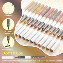 Flysea New Colorful Series 14pcs/Box, Vibrant Macaron Dopamine Gray Blue Green Brown And More Professional Acrylic Marker Pens, New Free Ink System, Multiple Color Combinations Available, Newly Launched, Better Quality, Smoother Writing Experience, Designed For Professional Artists - Sets - View 4