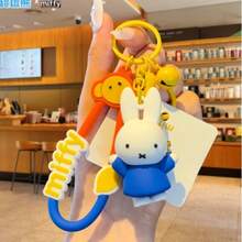 Miffy Lemon Summer Collection Figurine, Cute Rabbit Character ABS Mini Model, Kawaii Character Display Toy, Colorful Design, Creative Figurine Keychain And Bag Charm, Suitable For Backpacks, Car Keys And Collection - Orange - View 10