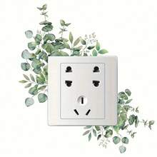 4/1pc Minimalist Green Plant Leaf Switch Socket Wall Sticker, Switch Decorative Sticker, Multiple Styles Green Plant Design, Self-Adhesive Floral Pattern, Easy To Apply, Suitable For Bathroom, Home Decor, Kitchen Room Wall Decoration - A - View 8