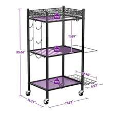 Home Gym Storage Rack, 3-Tier Yoga Mat Storage With Wheels And Hooks 200 Lbs Steel Rack With Lockable Casters And Side Hooks. 3-Tier Fits Yoga Mats And Dumbbells - 10-Min Assembly - Black - View 5