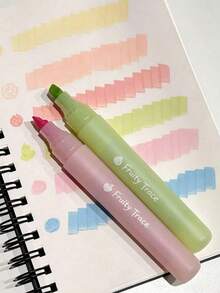 3 pièces de marqueurs fluorescents parfumés aux fruits mignons, marqueurs à pointe souple de couleur macaron, convenant pour le journalisme, l'école et la papeterie de bureau - A - Voir 3