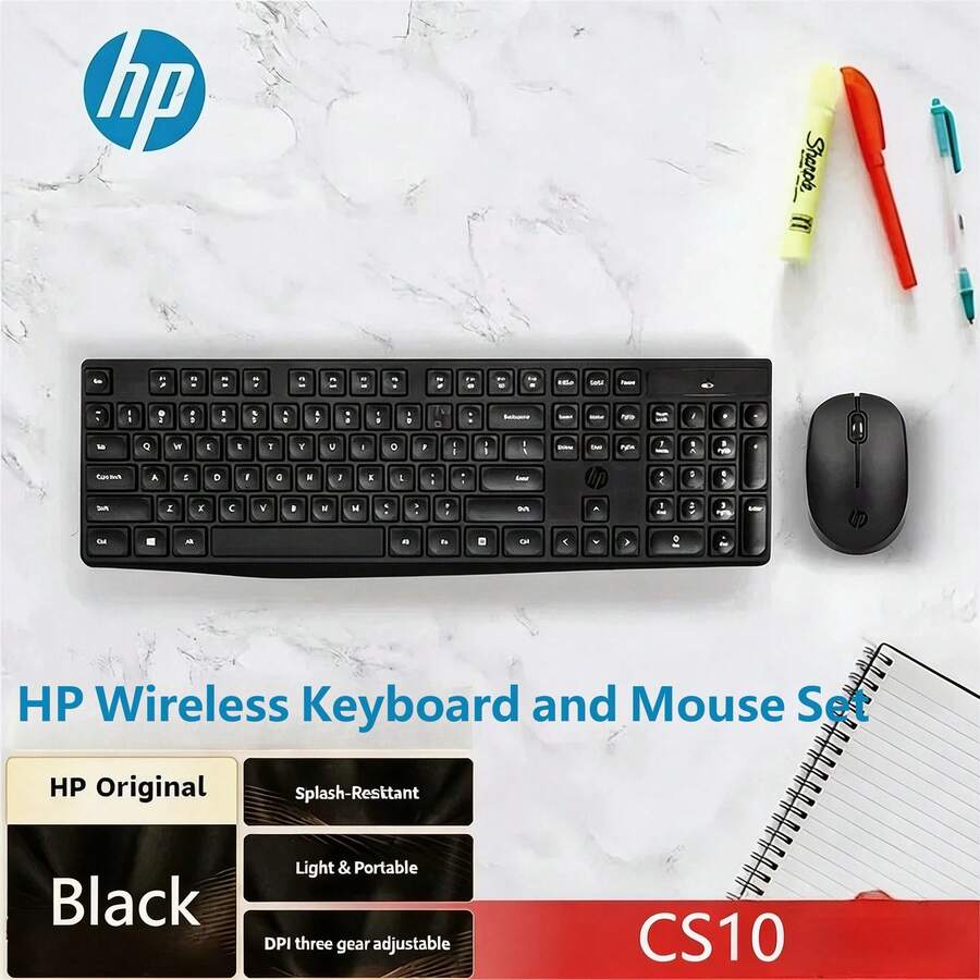 HP Wireless Keyboard And Mouse Combo, Office Mouse And Keyboard, Long Battery Life, Portable For Indoor And Outdoor Use, Durable, Computer Keyboard And Laptop Keyboard Mouse Set, Original HP CS10 - View 1