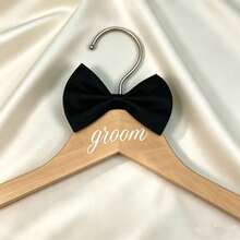 1pc Wedding Hanger, Groom & Bride Outfit Hanging Rack, Silk Ribbon Bow Print Design, Thanksgiving, Wedding Venue, Bridal Room, Wardrobe, Dress Display, Suit Storage, Wedding Decor Hanger - Multicolor - View 8