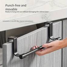 Rak Handuk Pintu Kabinet, Rak Handuk Dapur, Gantungan Serbet Pintu Kabinet Dapur - Tidak Perlu Pengeboran. Sempurna untuk Menyimpan Handuk dan Sarung Tangan; Ideal untuk Dapur dan Kamar Mandi; Perlengkapan Dapur Penting. - MultiWarna - View 7