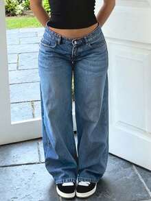Teenager American Vintage Classic Blue Washed Denim Jeans - Medium Wash - View 3