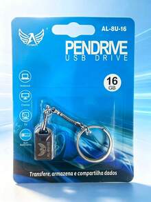 Pendrive 16GB Altomex AL-8U-16 Metálico Mini Chaveiro Portátil Compatível Notebook PC TV Som Automotivo Alta Velocidade - Visão 2