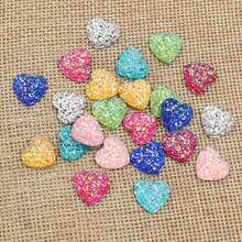 40pcs 10mm/12mm Flat Back Heart-Shaped Resin Inlaid Stones, Multi-Color Crystal Cluster Natural Stone Convex Surface DIY Jewelry Making Accessories - Heart - View 3