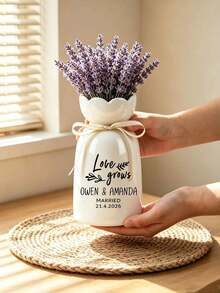 Customized Ceramic Wedding Vase, Couple Engagement Gift, Anniversary Keepsake, Boho Home Decor - Multicolor - View 7