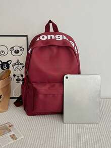 Dedoo Juego de 3 piezas de mochila, estampado de estrellas & letras, cordón con cremallera de bloques de color, gran capacidad, mochila escolar, bolso diario para estudiantes de universidad y campus - Rojo - Ver 10