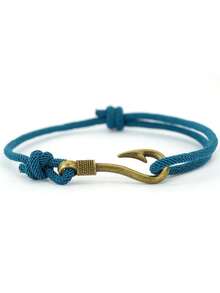 51Luckind Charm Fish Hook & Anchor Bracelet, Adjustable Double-Layer Milan Cord Bracelet, Unisex Nautical Adventure Accessory Gift - Fishhook Bracelet - View 31