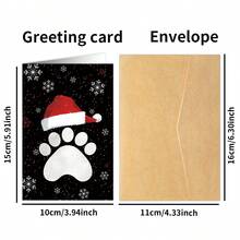 12pcs Christmas Paw Print Greeting Cards With Envelopes, Santa Hat Paw Print Patterns Holiday Note Cards, For Pet Lovers, Dog Cat Owners, Friends Family, Xmas Handwritten Wishes, Gift Inserts And Adult Festive Greeting Scenes - View 2