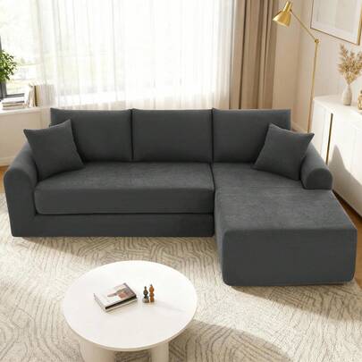 103" Convertible Sectional Couch With L-Shape Chaise, Modern Modular Corduroy Sectional Sofa With Deep Seat, 4-Seater Comfy Cloud Couches For Living Room, Apartment And Office, No Assembly Required