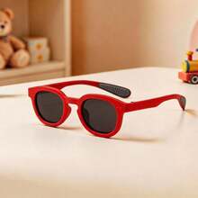 1 Pair Kids Square Rounded Frame Glasses With Double Rivets And Non-Slip Nose Pads, Sweet Decorative Eyewear For Outings, Daily Wear, Street Photography And Check-In - Multicolor - View 7