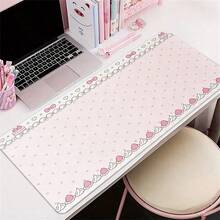 1pc Pink Bow Strawberry PU Leather Mouse Pad, Office Desk Mat, Computer Fast Typing Carpet Pad, Gamer Laptop Keyboard Desktop Mat, Cartoon Cute, Waterproof, Anti-Slip, Oil-Resistant - View 10
