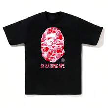 Black Normcore B.APE Short Sleeve T Shirt Unisex Oversized Fit Daily Couple Matching Outfit - 黑色 - 查看 1