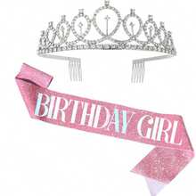 2件組閃亮水鑽水晶皇冠頭飾 生日裝飾 生日緞帶 派對用品 返校季 情人節 - 查看 9