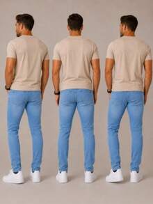 Kit 3 Calças Jeans Masculina Slim Fit Conforto Premium Delave - Delave - Visão 3