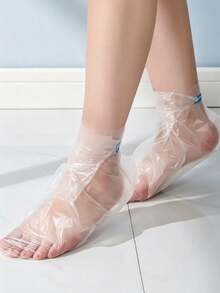 Plastic Foot Mask Socks, Moisturizing Foot Care Covers, Soft Transparent Foot Care Wraps, Suitable For Body Lotion, Overnight Hydration, Travel, Kitchen, Bathroom And Home Use - Multicolor - View 3