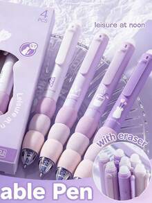 24 PCS Cute Cartoon Erasable Gel Pens, Soft Grip, Press-Button 0.5Mm Fine Tip, Adorable Pet And Food Patterns, - Back-To-School Supplies - Multicolor - View 9