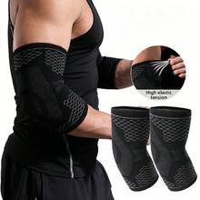 2pcs Breathable Elbow Compression Sleeve, Tennis Elbow Arm Support, Suitable For Basketball, Cycling, Tennis, Badminton, Running And Outdoor Sports - Black - View 3