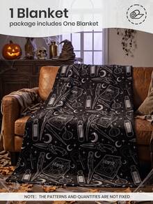1pc Halloween Flannel Blanket, Single-Sided Print, Soft & Lightweight, Cartoon Pattern, Comfortable & Easy Care, Multi-Purpose Blanket, Suitable For Bedroom, Sofa, Study And Dorm, Room Decor, Halloween Decor, Ideal Halloween Gift, Perfect Birthday Gift - Multicolor - View 3