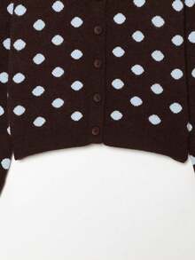 Liorin Autumn/Winter New Women's European And American Style Fashion Minimalist Polka Dot Knit Cardigan - Brown - View 9