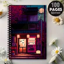 1pc Japanese-Themed Spiral Notebook & Travel Journal With Cherry Blossom, Mount, Japanese House, Cat & Moon Designs - Japanese Planner Suitable For Women, Anime Fans - Japanese Gift, Personal Organizer, Notepads - One Book (50 Pages, 100 Pages) - View 9