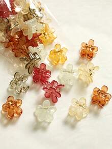 10pcs Colorful Transparent Flower Small Claw Clips For Women, Side Hair Clips, Cute Sweet Princess Style Fashion Hair Accessories - Multicolor - View 2