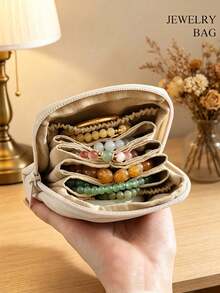 Foldable Jewelry Storage Box Travel Jewelry Organizer Bag PU Material Practical Travel Jewelry Storage Bag Earrings Necklace Ring Jewelry Storage Bag Multi-Compartment Flip Cover Design Leather Travel Jewelry Storage Box - Multicolor - View 1