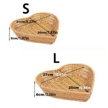 3pcs/2pcs/1pc Wicker Heart-Shaped Trays, Kitchen Serving Platters, Storage Baskets, Fries Basket, Fruit Plate, Snack Tray, Salad Plate, Bread Basket, Decorative Platters For Home, Living Room, Kitchen, Dining Room - Yellow - View 13