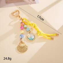 1pc/2pcs Women's Macaron Color Sweet Colorful Beaded Shell Keychain Heart Buckle Woven Rope Pendant Girl Heart Backpack Charm Bag Pendant,Bag Charms - Multicolor - View 7