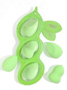 docolor Pea Pod 3 PiecesMakeup Sponge Collection – Teardrop + Chisel + Curvy Waist, Versatile Wet/Dry Applicators For Seamless Finish, Complete With Pea-Shaped Storage Case - Green - View 1