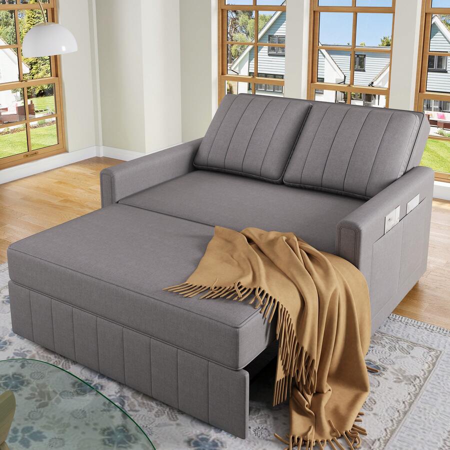 Sofa Bed Frame Grey Made Of Foam For Living Room And Bedroom - Dark Grey 2 Seat - View 1