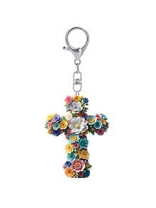 2D Flat Flower Cross Pattern Keychain, Cross Flower Keychain, Beautiful Fashionable Key Ring Wallet Handbag Decoration, Fashionable Flower Party Keychain, Novel Acrylic Design Key Ring Decoration, Durable And Lightweight, Suitable For Car Keychain, Phone Keychain, Backpack And Wallet Keychain Decoration - Can Be Used As Birthday Gift, Pet Lover Keychain Car Key Bag Pendant - Multicolor - View 14