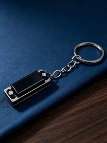 1Pc Playable Mini Harmonica Keychain Matte Coating Shell With Extended Metal Chain Stainless Steel Ring Portable Car Ornament Bag Charm - Multicolor - View 6