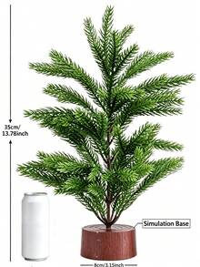 1pc Rustic Minimalist Style PE Pine Needle Conical Mini Christmas Tree,Wrapped Base With Burlap Gift Paper Cover,Realistic Full Branches,Tabletop Ornament,Small Desktop Xmas Tree For Christmas Holiday Home Party Indoor Table Shelf Decor - Multicolor - View 8