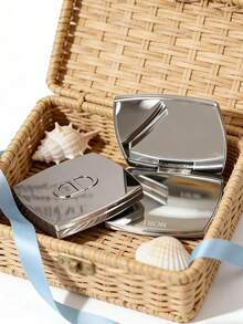 Silver Metal CD Logo Compact Mirror, Portable Double Sided Folding Makeup Mirror, Mini Pocket Cosmetic Mirror Luxury Gift For Women DIOR-GIFT-13 - Silver - View 9